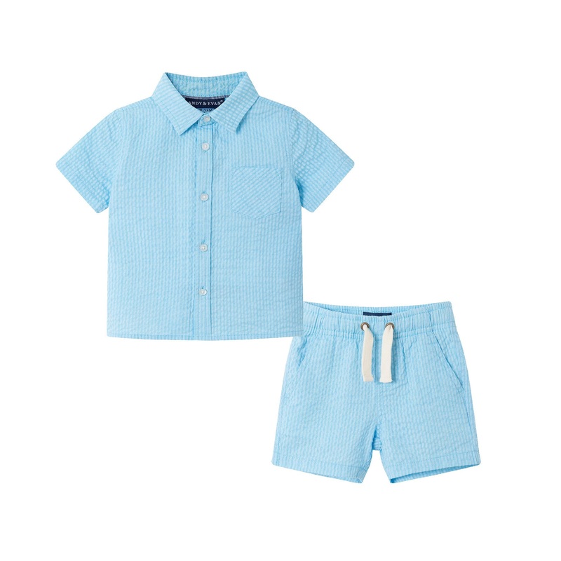 Infant (18-24m) Buttondown & Short Set | Bel Air Blue 9/12 M Blue