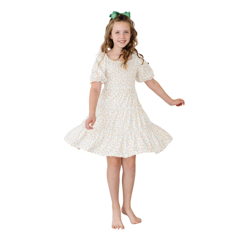 Marvelous Marigolds Smocked Ruffle Dress 2T