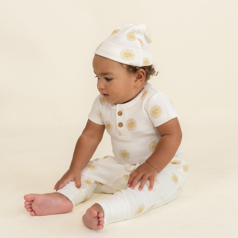 Organic Short Sleeve Romper & Pants Set – Summer Sun 0-3M