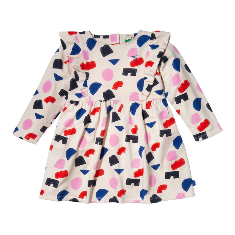 Recycled Cotton Shapes Kid Ruffle Dress 02Y Petal Pink Multi