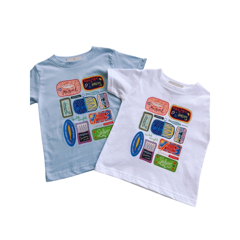 Sardines Tee light blue 3-6M