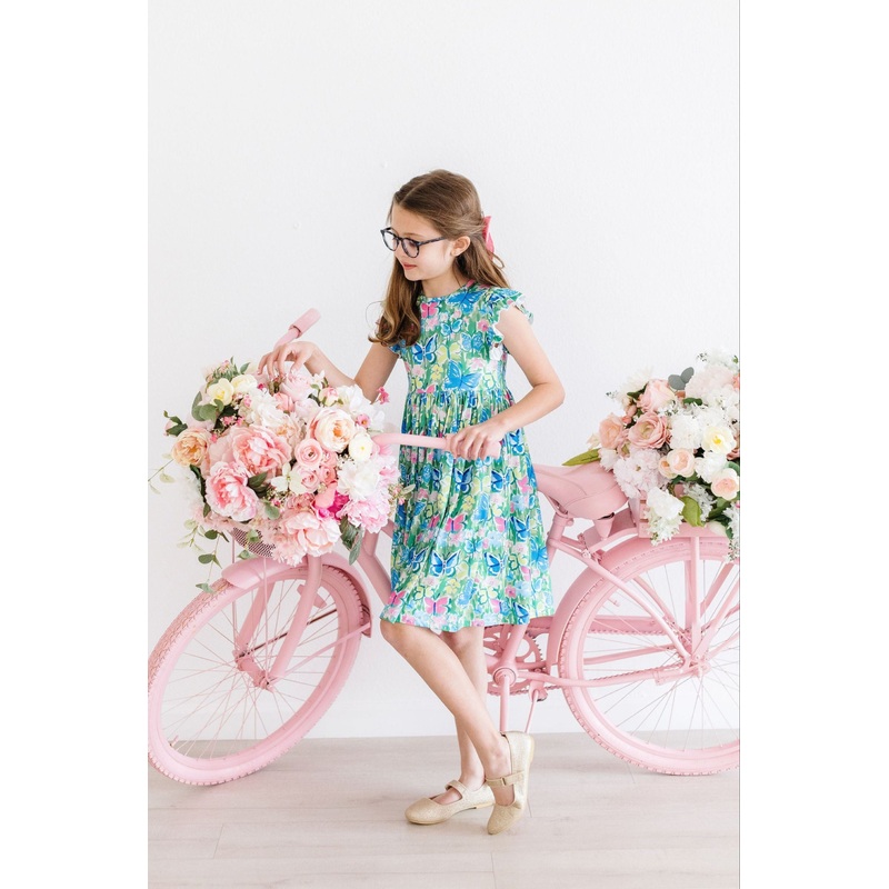 Watercolor Butterflies Flutter Sleeve Twirl Dress 6-12M
