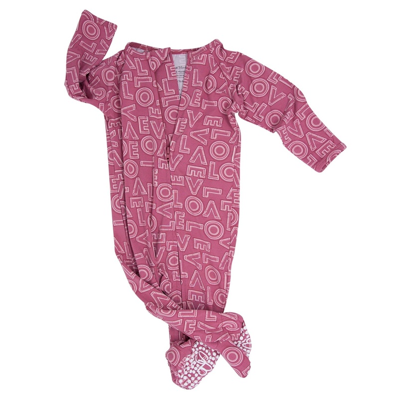 Zipper Footie – All You Need Is Love Mauve 0-3 Months All You Need Is Love Mauve Neutral