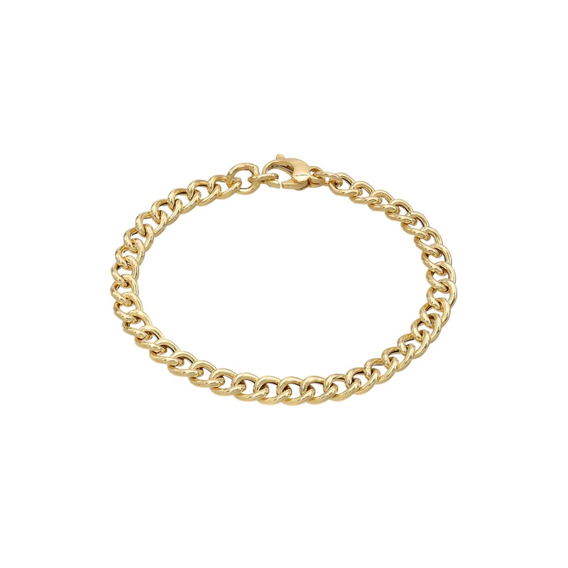 14k Gold Large Curb Link Chain Bracelet 14K Yellow Gold