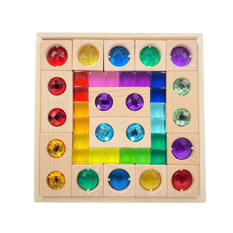 15 Pcs Colored Track With 20 Pcs Lucite Cubes Set With Storage Tray