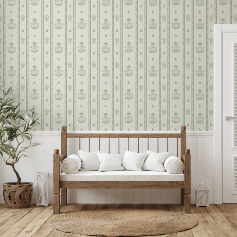 Cordelia Wallpaper By Danelys Sidron Sample 1 foot by 1 foot Sage Small Scale