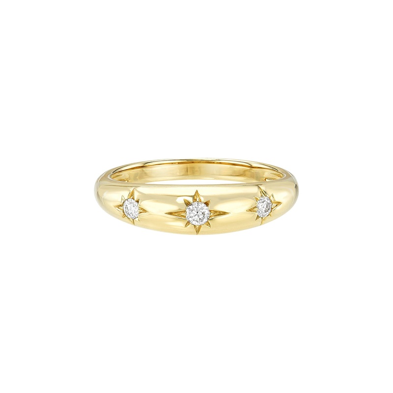 Domed Starburst Ring 14K Yellow Gold 6