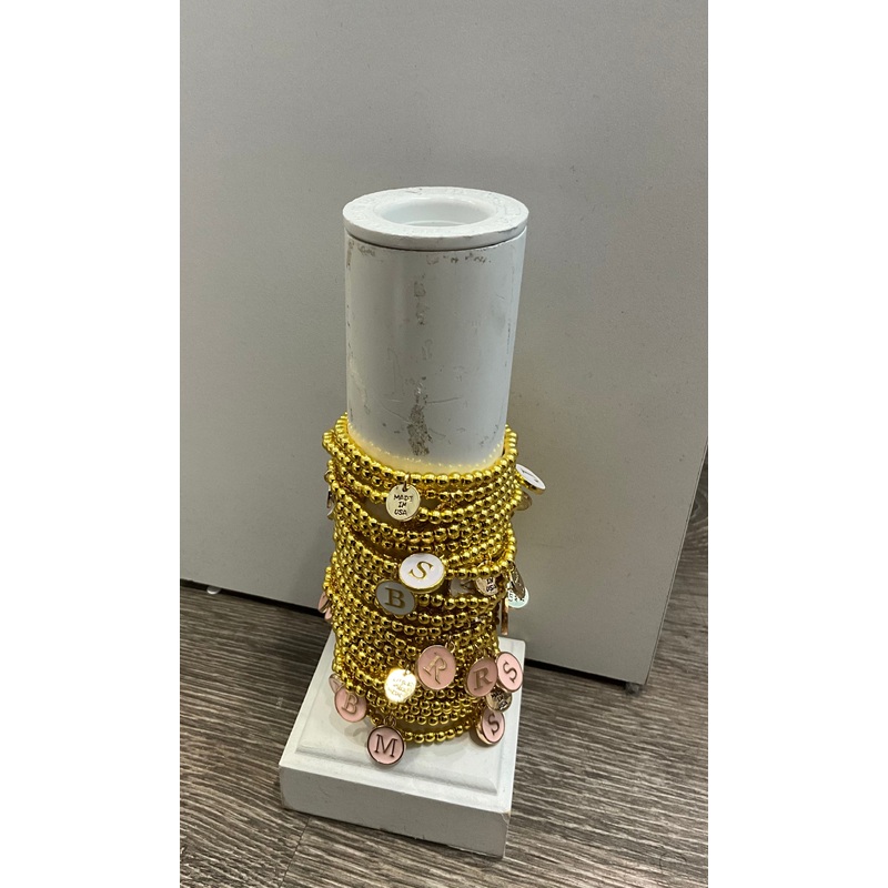 Little Miss Zoe Gold Initial Bracelet Pink B