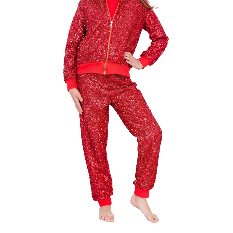 Red Sequin Joggers 2T