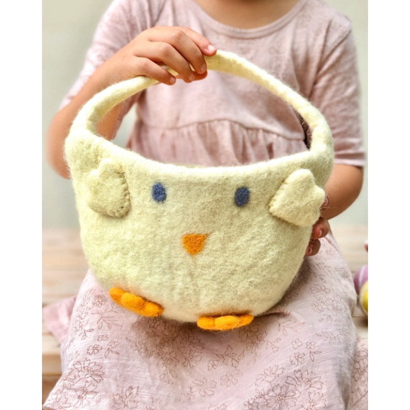 Sale Felt Easter Egg Hunt Basket, Yellow Chick