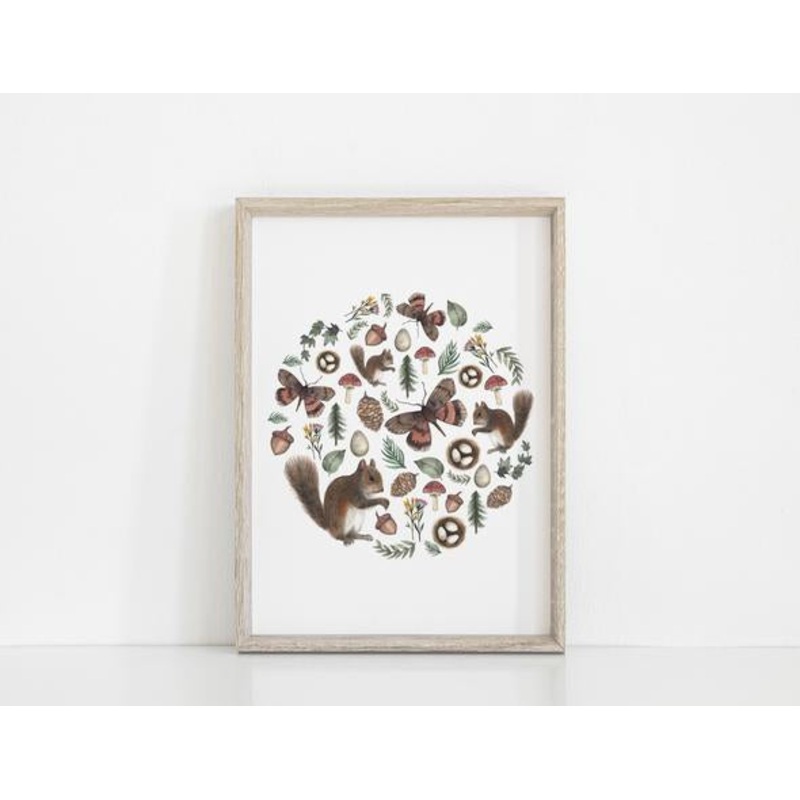 Sale Floral & Fern Woodland Circle Print