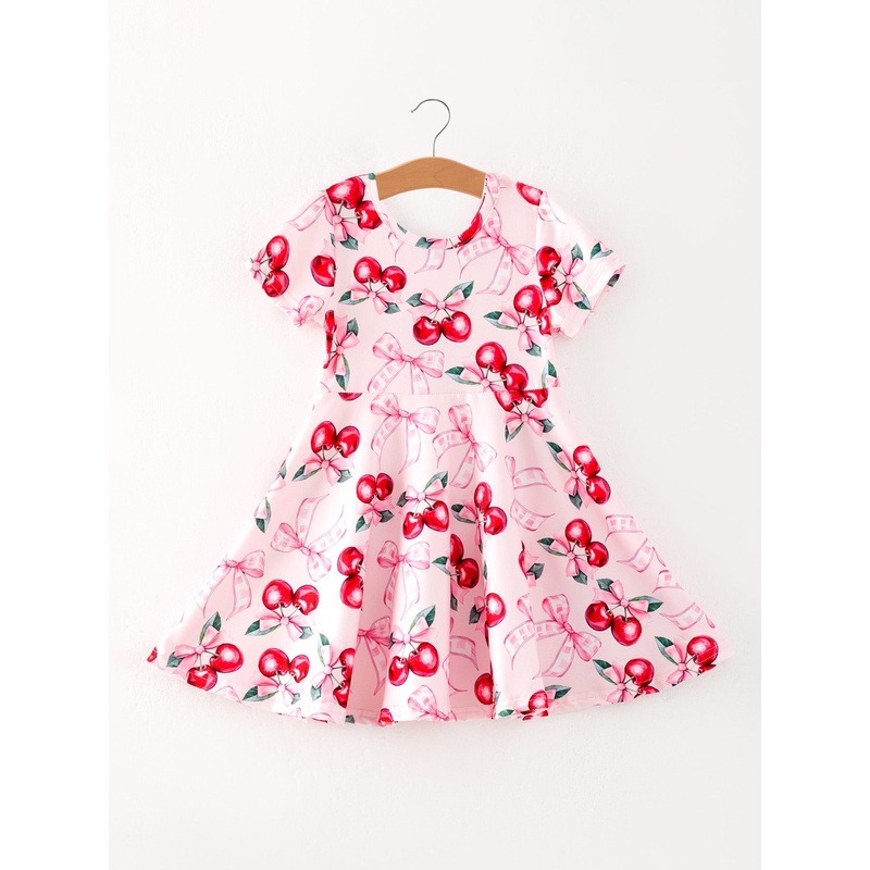 Bow Cherry Cute Girls Dress 2