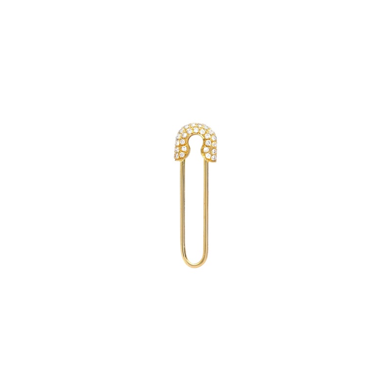 Diamond Safety Pin Pendant 14K Yellow Gold