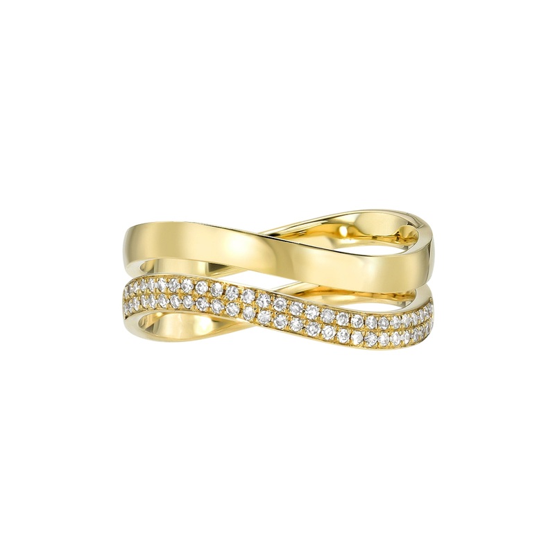 14k Gold Diamond Wave Ring Set 14K Yellow Gold 7