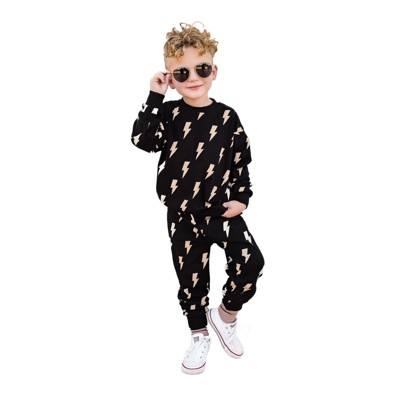 Jogger Set | Black Bolts 0-3M