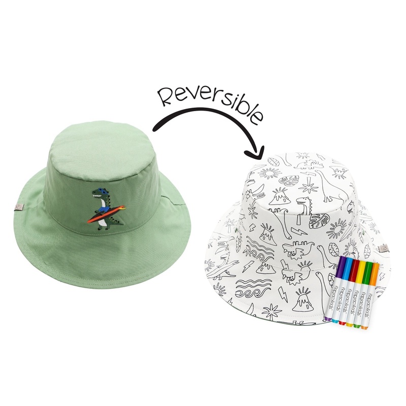 Kids Reversible Coloring Sun Hat – Dino M (3-4y)