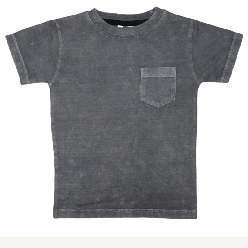 Kids Solid Enzyme Pocket Tee – Coal 6M