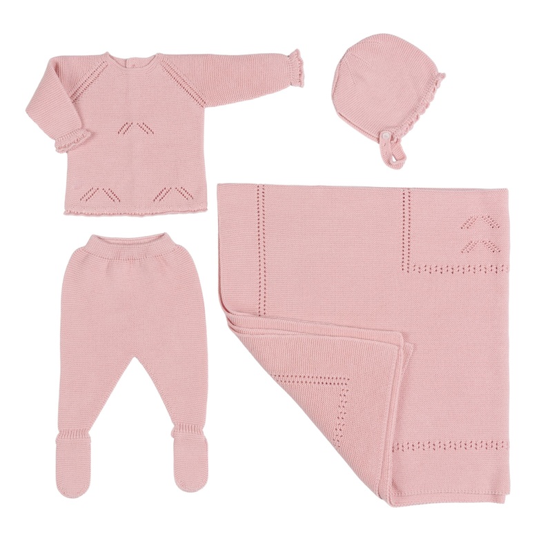 Meli | Baby Girls Pink Layette Set (4) 1m