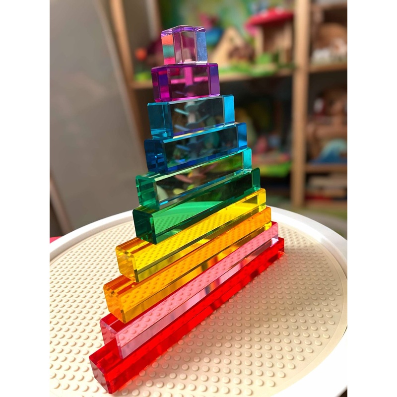 **pre-order (ships In 2-3 Weeks)**10-piece Crystal Clear Pyramid Lucite Blocks  High Transparency Acrylic Stair Blocks