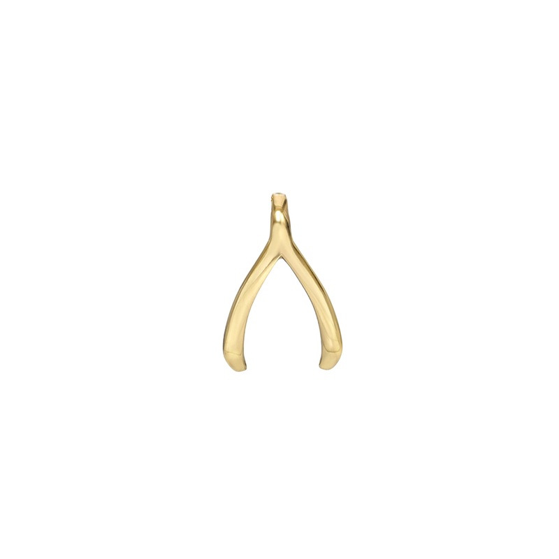 14k Gold Mini Wishbone Pendant 14K Yellow Gold