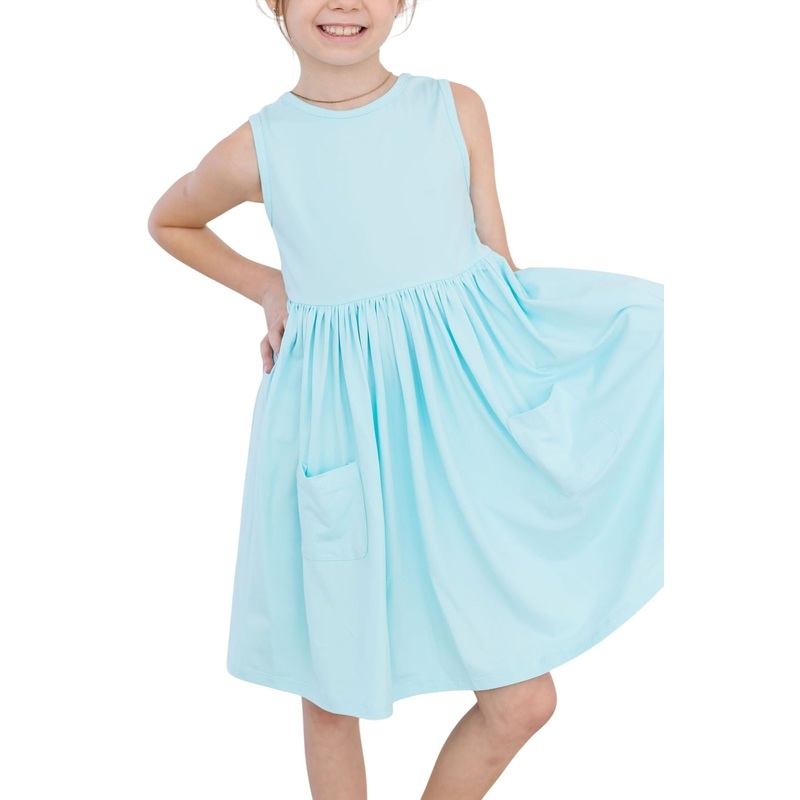 Aqua Tank Pocket Twirl Dress 6-12M