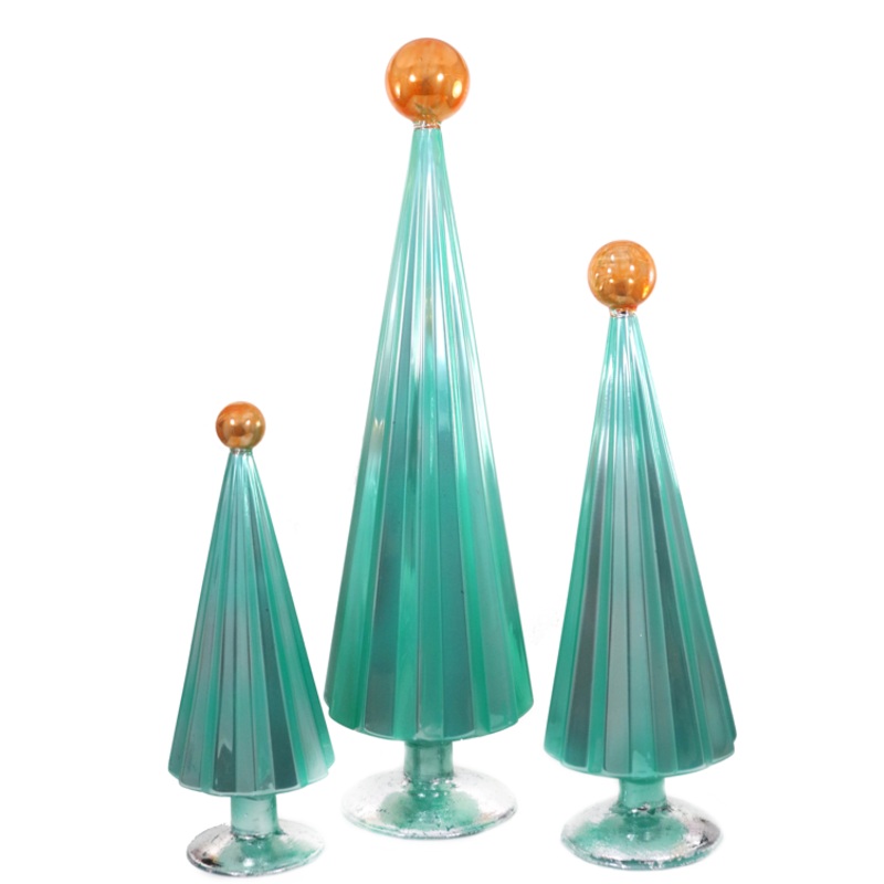 Pleated Tree, Mint Orange Set Of 3