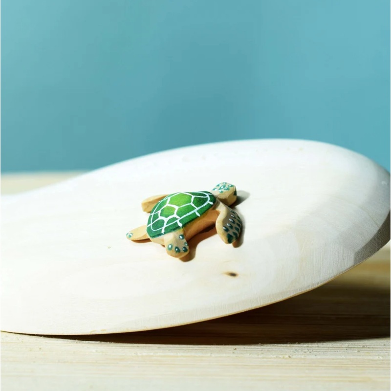 Pre-Order Bumbu Wooden Green Turtle, Baby (Ships in July)