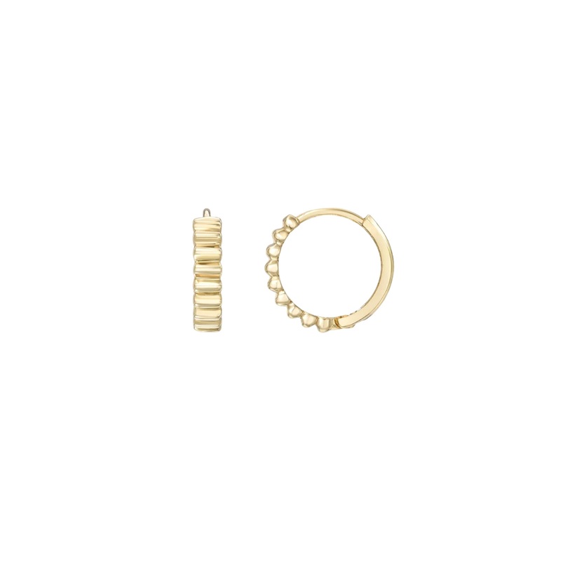 14k Gold Notched Huggies 14k Yellow Gold
