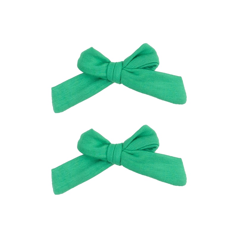 2 Pack Hair Bow With Clip – Solid Kelly Green O/S