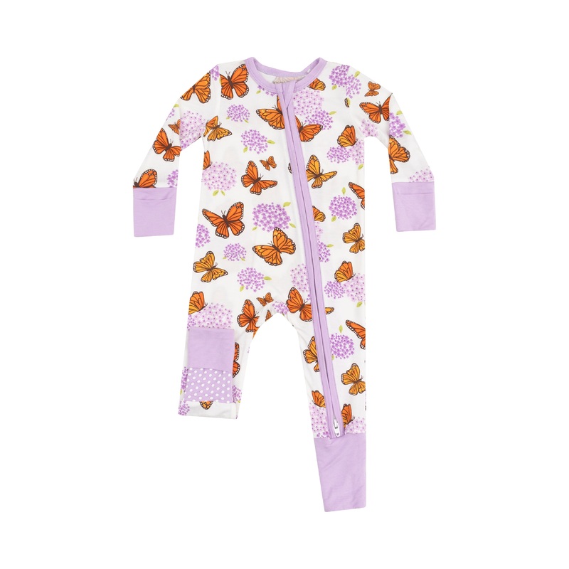 2 Way Zipper Romper – Monarch Butterflies And Milkweed 0-3M