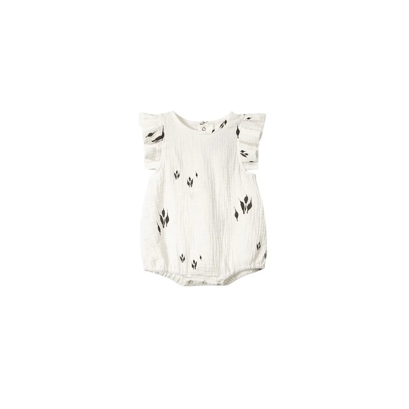 Baby Girls Bubble Romper With Box Pleated Ruffles – Off-white 0-3m