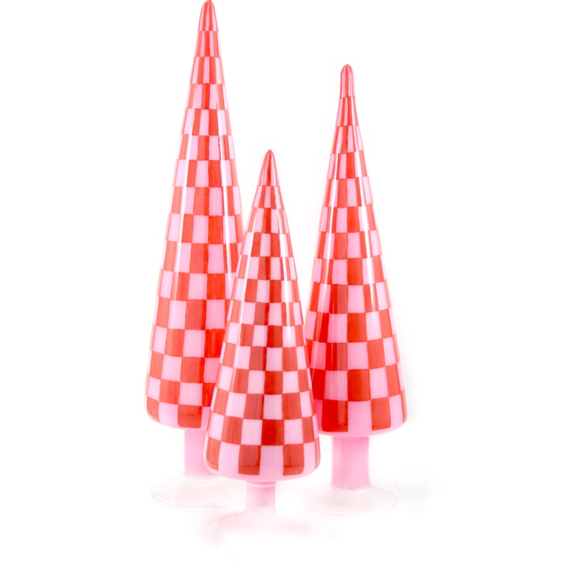 Checkered Treesred Set Of 3