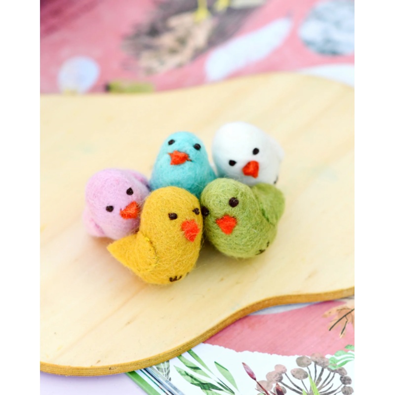 Felt Colorful Chicks, Set of 5