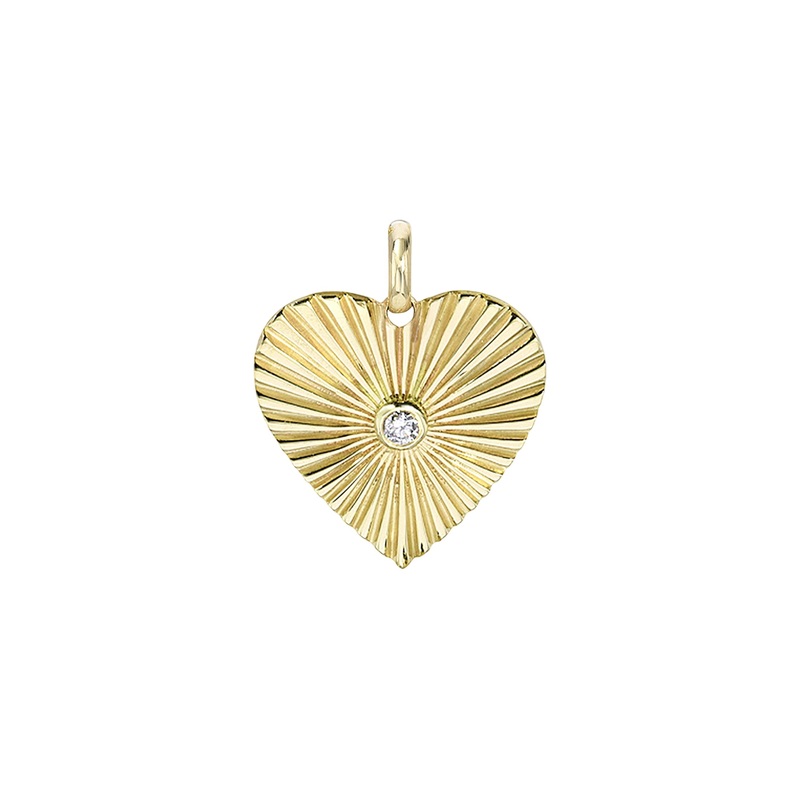 Large One Love Heart Pendant 14K Yellow Gold