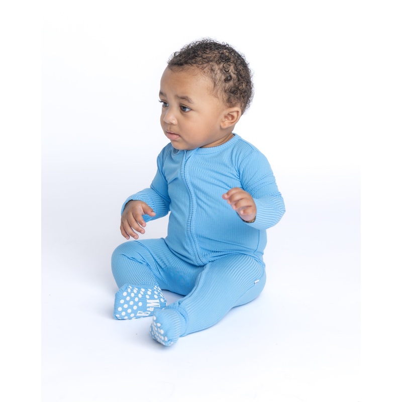Radiant Azure Bamboo Convertible Zip Romper 0-3