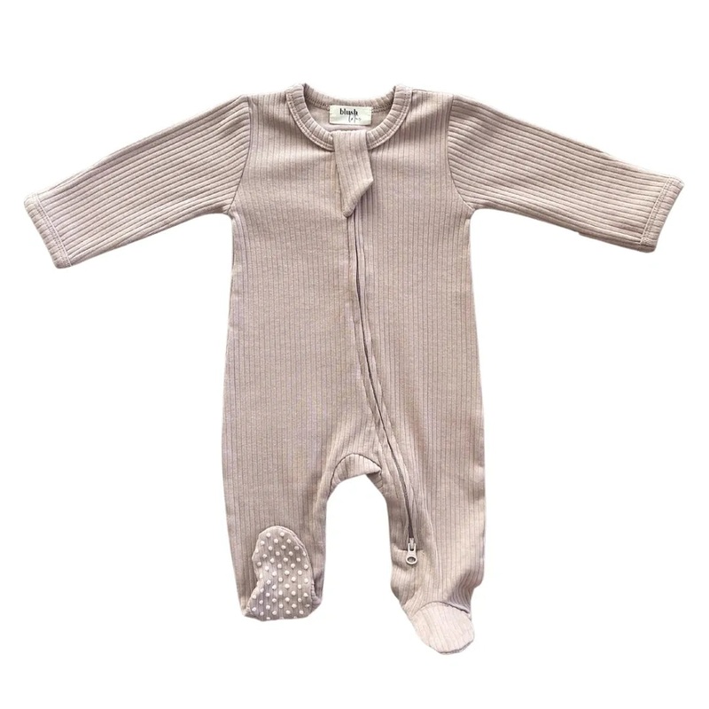 Ribbed Zip Romper – Desert Sand 0-3M