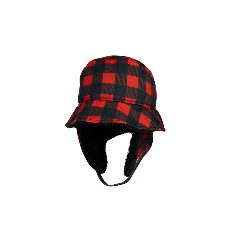 Toddler/kids Winter Bucket Hat – Red Buffalo Check M (2-4y)
