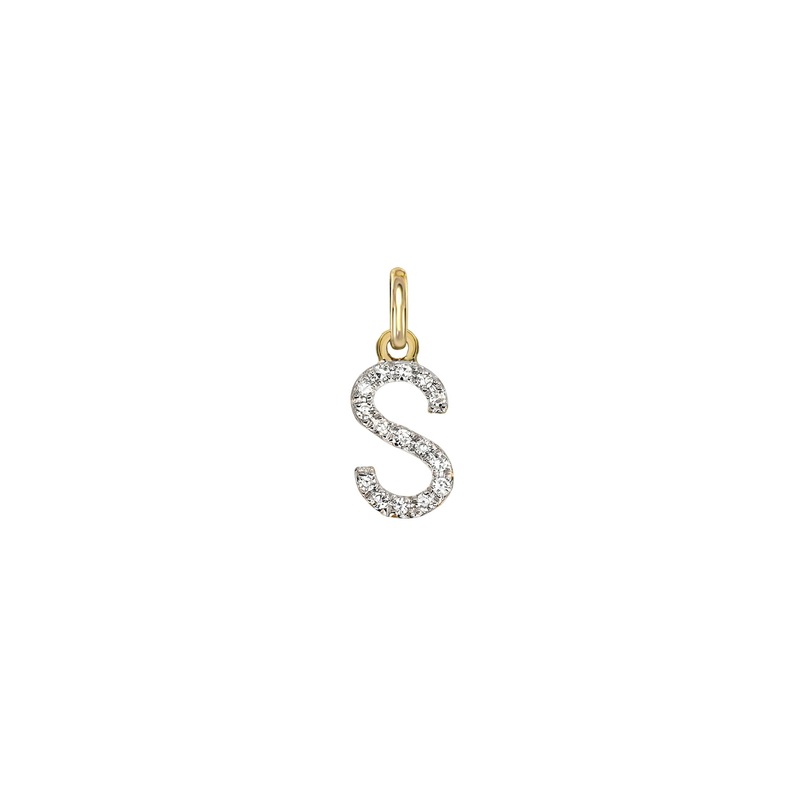 14k Diamond Initial Pendant 14K Yellow Gold