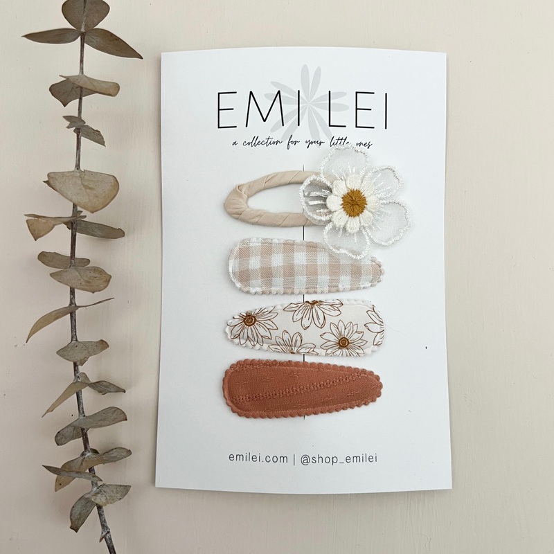 Barrette Hair Clips Daisy Neutral Spice