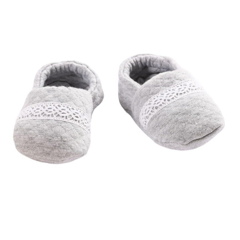Boys Grey Quilted Cotton Booties 1m