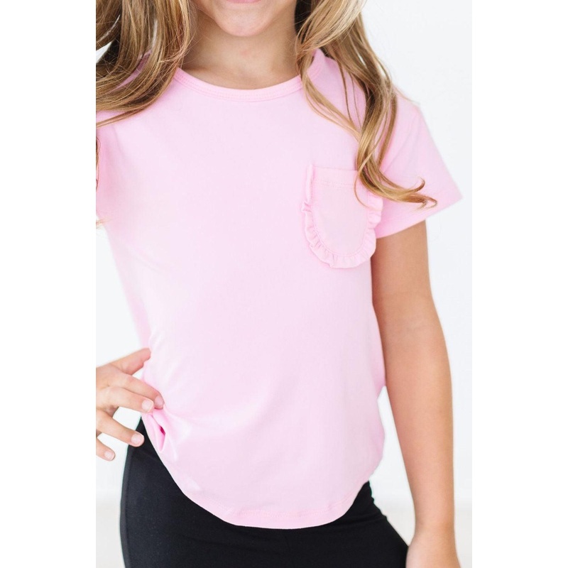 Bubblegum Pink Ruffle Pocket Tee 6-12M