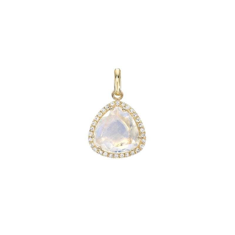 Diamond Moonstone Pendant 14K Yellow Gold