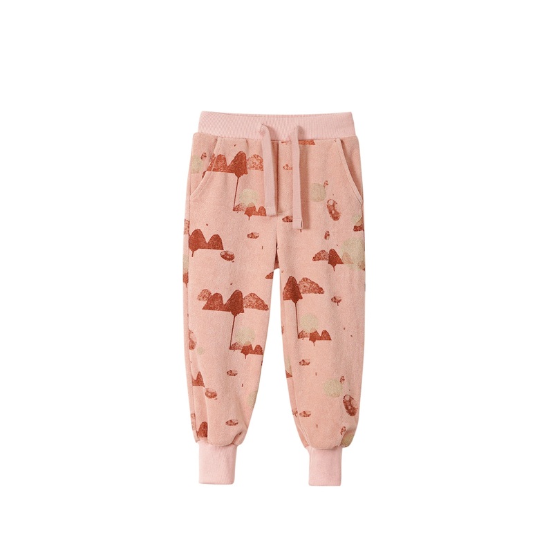 Kids Terry Joggers With Mountains Print – Peach 2