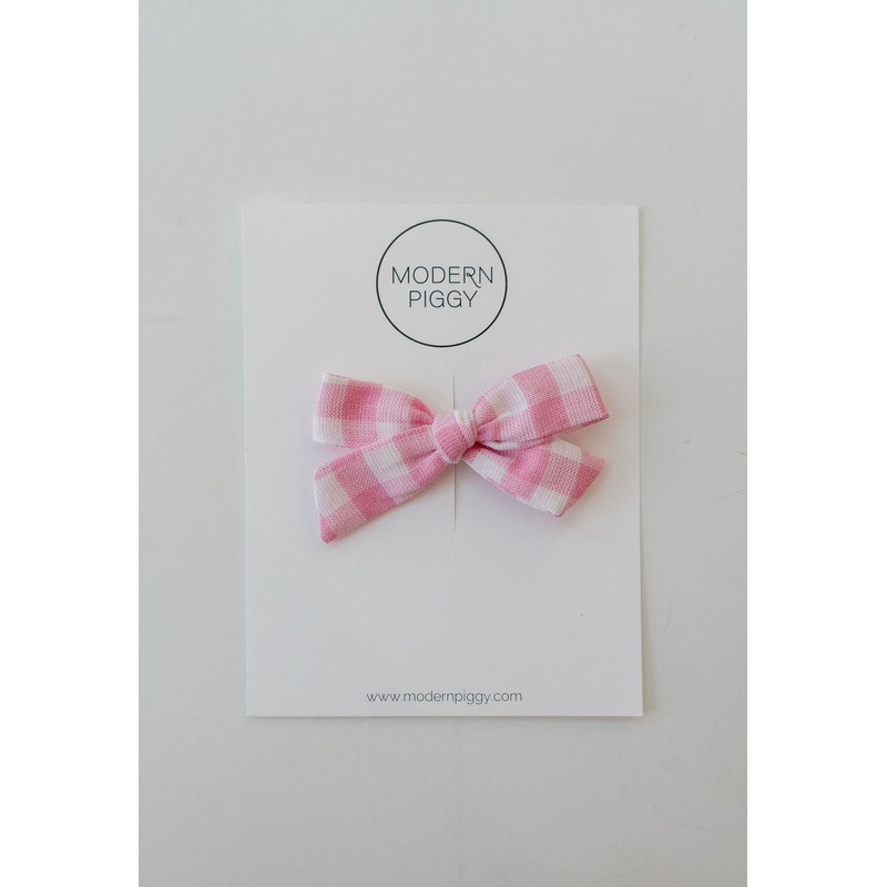 Rosy Gingham | Hand-tied Bow Alligator Clip