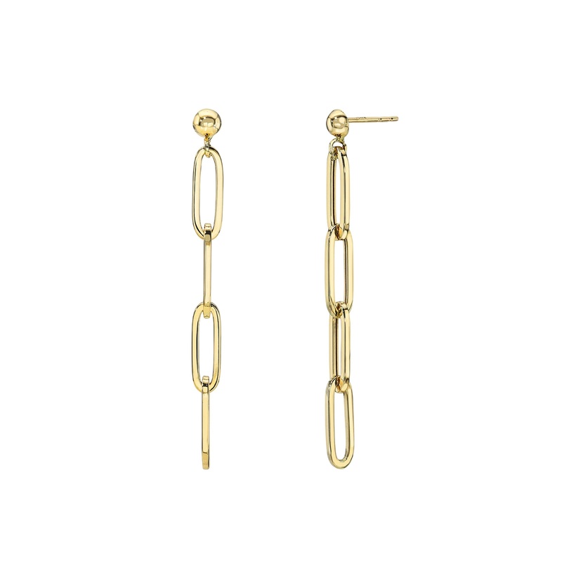 14k Gold Paper Clip Chain Stud Earrings 14k Yellow Gold