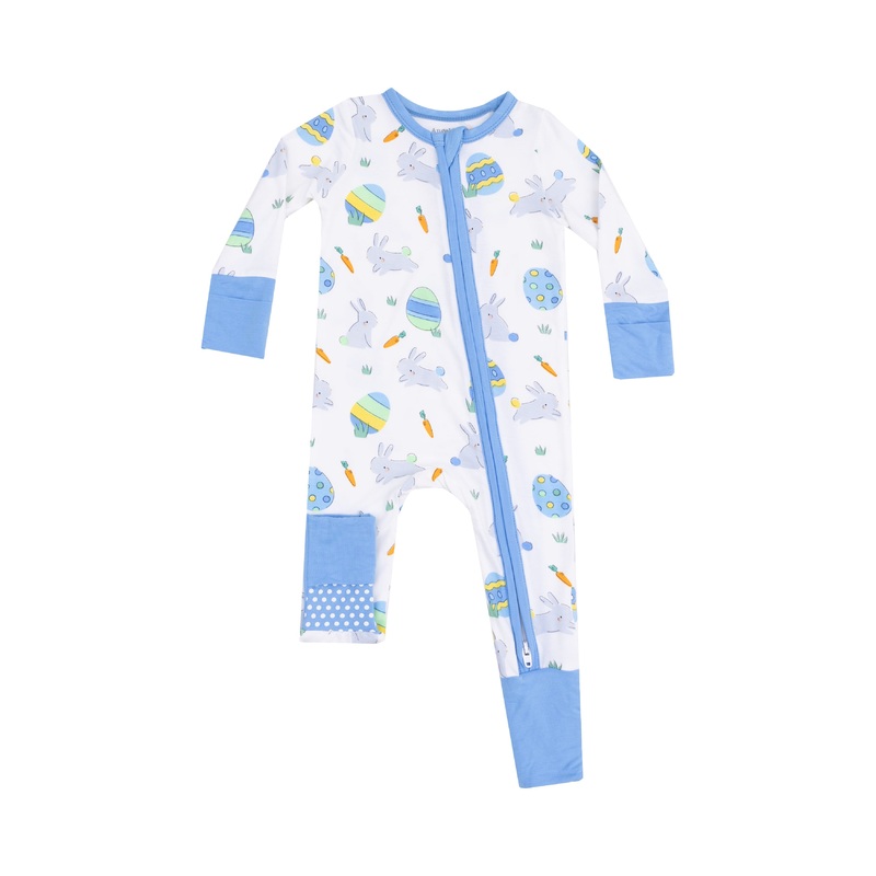 2 Way Zipper Romper – Easter Bunnies Blue 0-3M