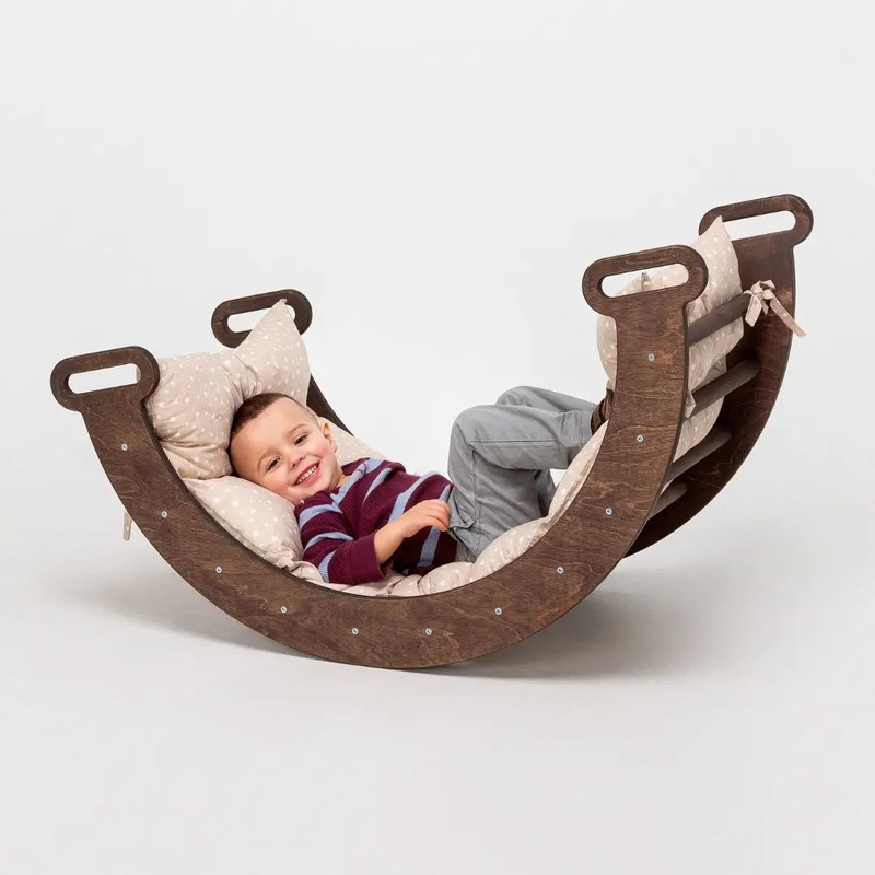 Climbing Arch Chocolate + Cushion – Montessori Climbers For Toddlers Chocolate