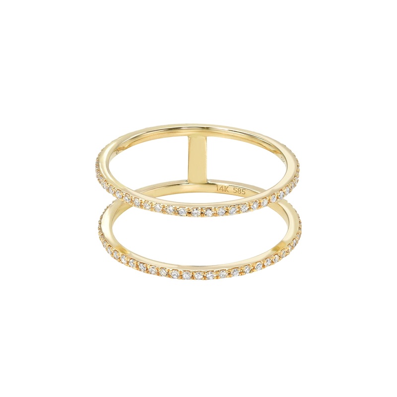 Double Diamond Eternity Ring 14K Yellow Gold 5