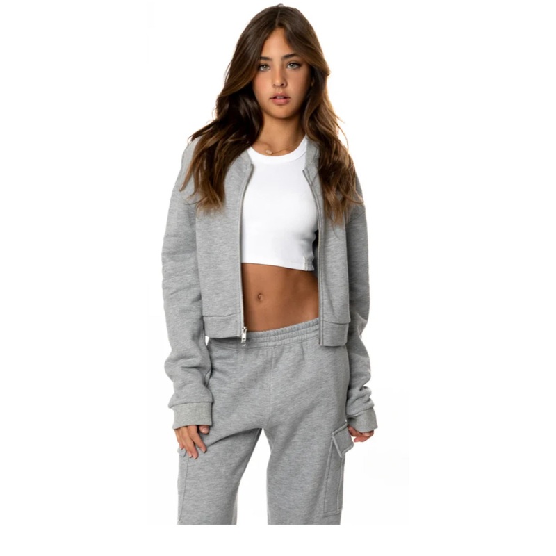Kaveah Fleece  Light Grey Bomber And Sweatset 8-10