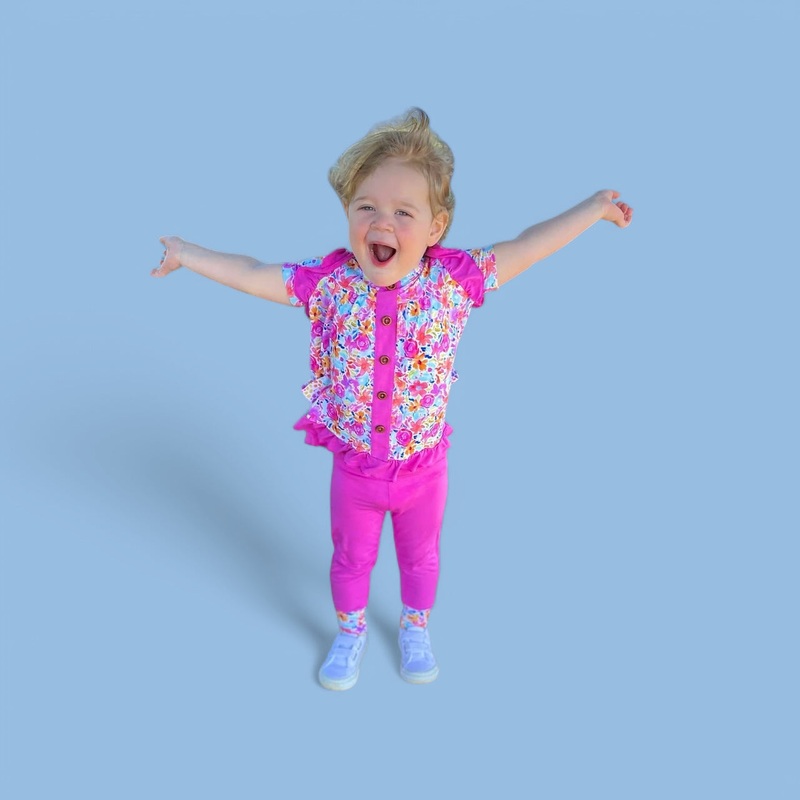 Korrie Floral Bamboo Short Sleeve Peplum + Legging Set 0_3M